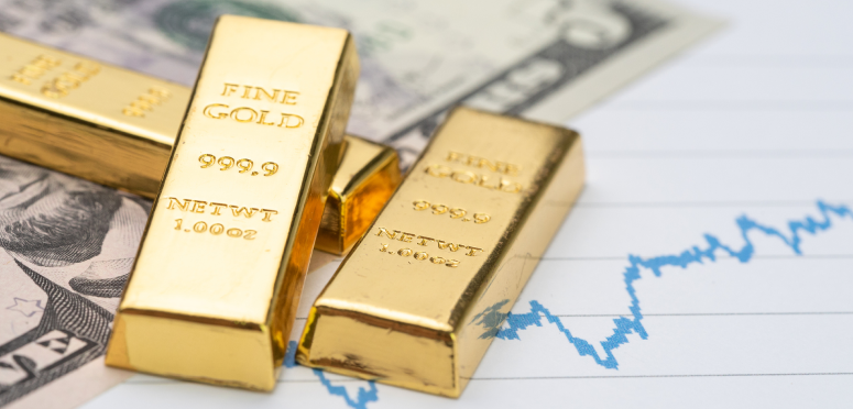 Gold bars on financial chart